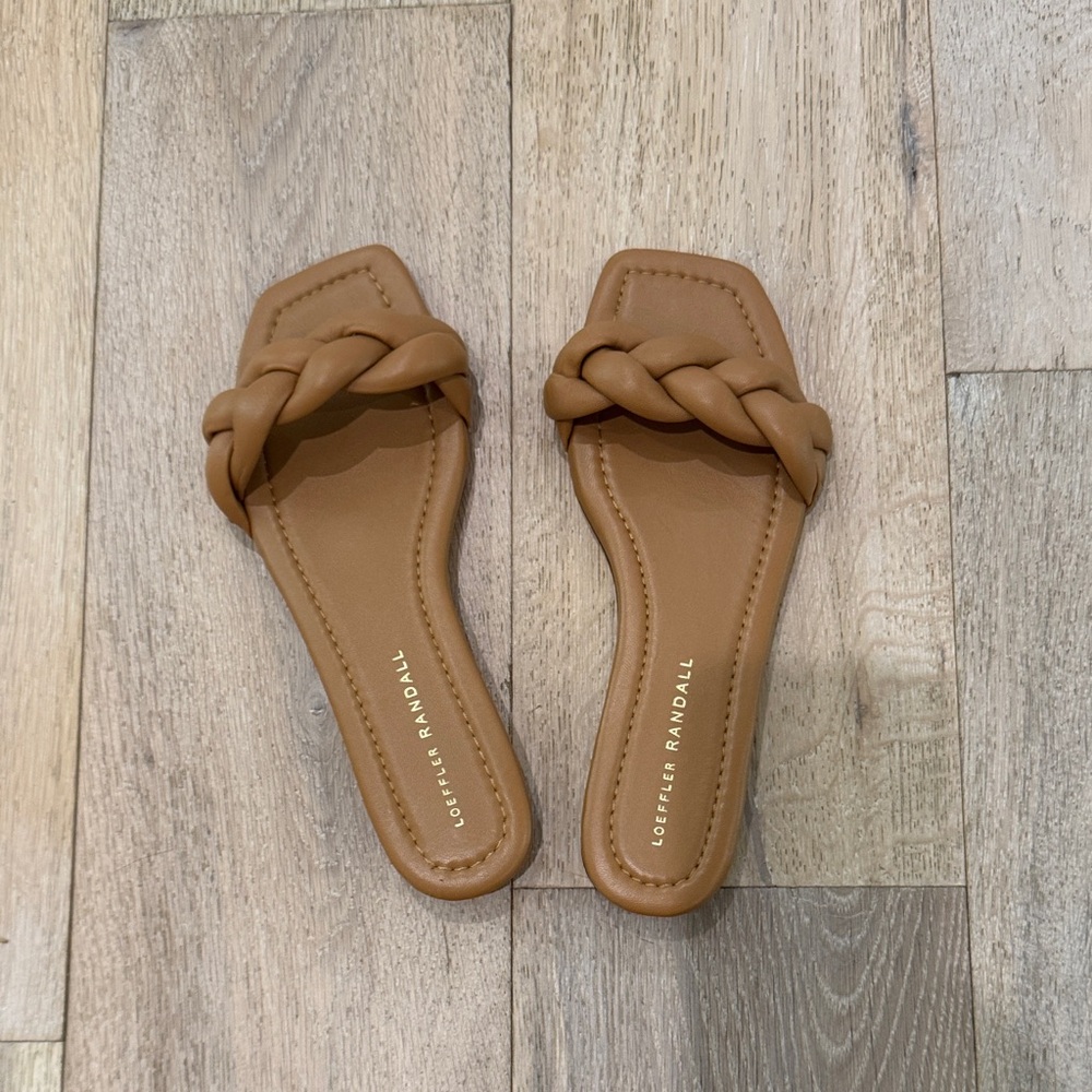 Loeffler Randall Brown Braided Slide Sandals